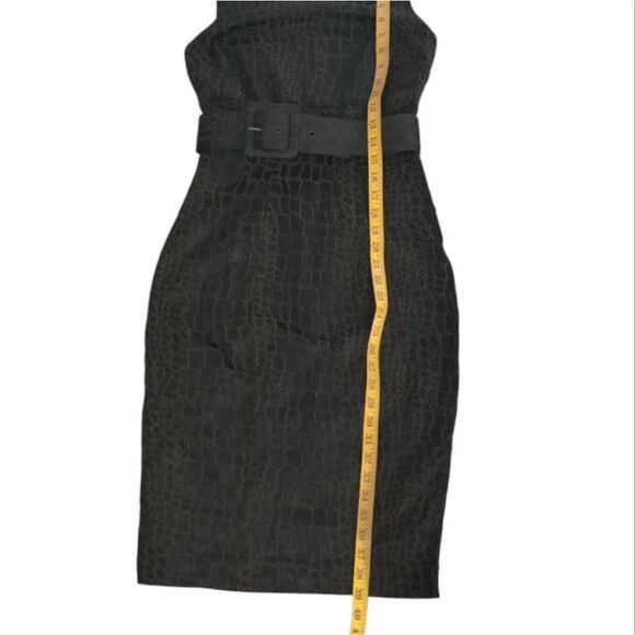 Cache Luxe Black Croc-Embossed Midi Dress Size 4 - Picture 5 of 11